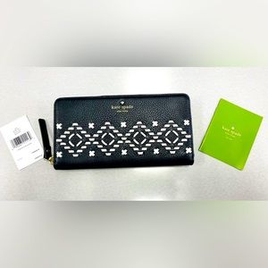 Kate Spade New York Zip Flynn  Street Black Wallet New $229